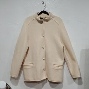 Vintage Geiger Australia Wool Sweater Jacket in Cream Size 44 or L